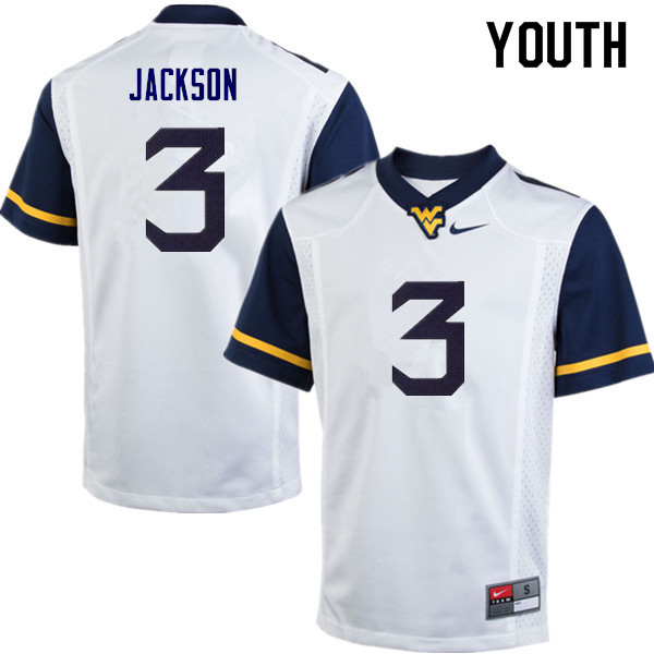 NCAA Youth Trent Jackson West Virginia Mountaineers White #3 Nike Stitched Football College Authentic Jersey ZZ23G42JG